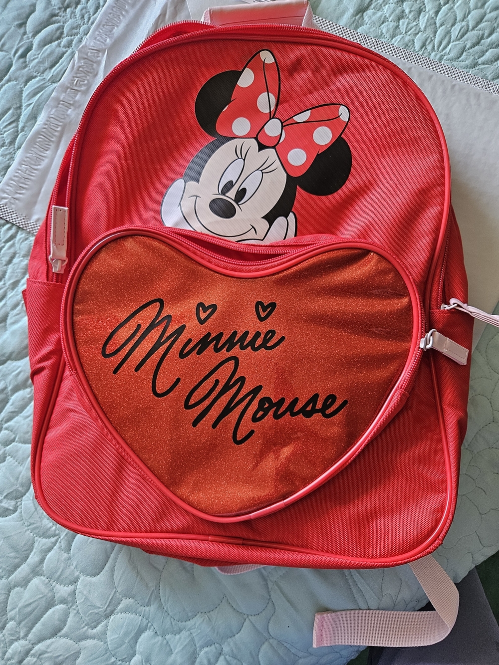Disney Minnie Mouse Red Kids Heart Front Backpack